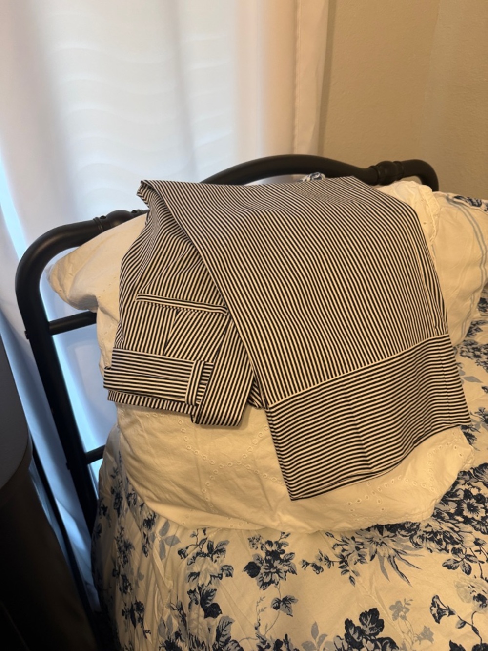 Banana Republic Navy and White Striped Pants